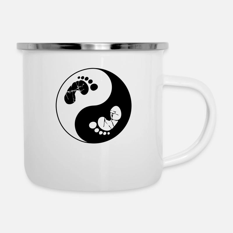 Empreinte de pieds yin - Tasse émaillée - blanc