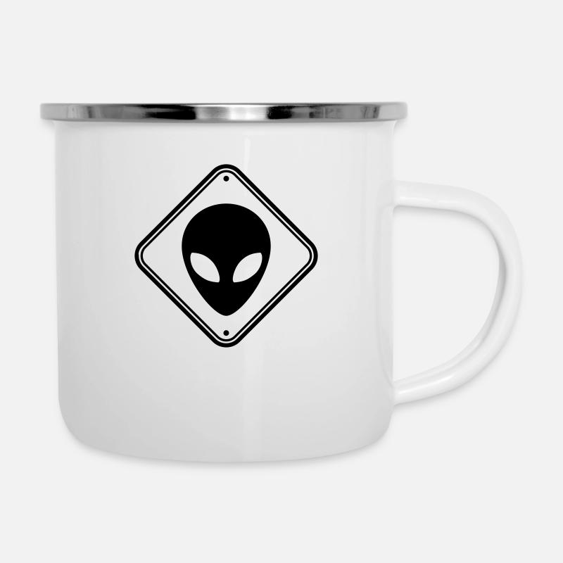 Warnung Alien Hinweis - Emaille-Tasse - Weiß