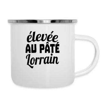 hoch in lothringischer Pastete - Emaille-Tasse - Weiß - Rechts