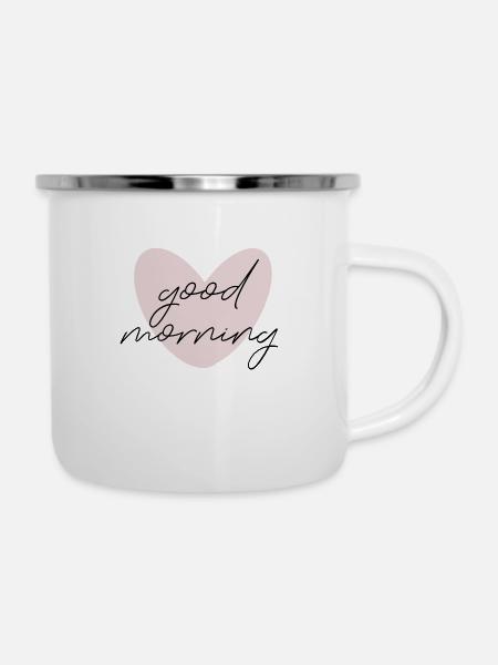 Guten Morgen - Emaille-Tasse - Weiß