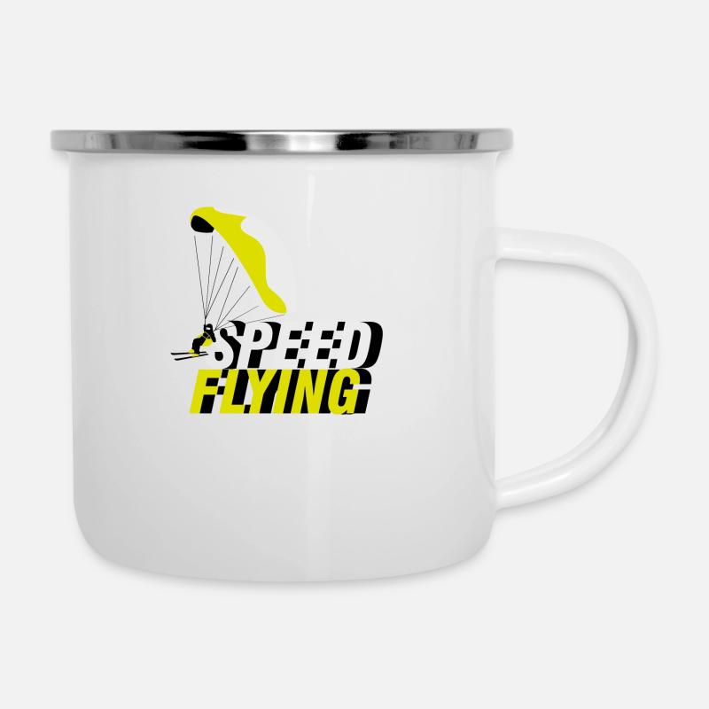 Speed Flying - Emaille-Tasse - Weiß
