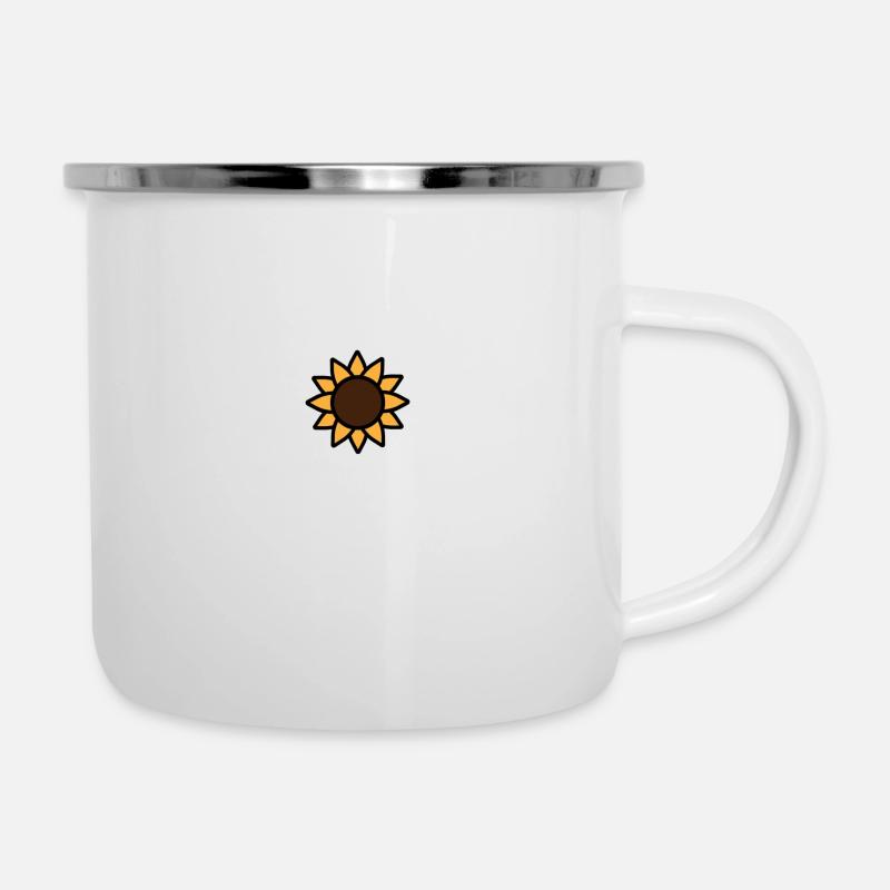 Sonnenblume - Emaille-Tasse - Weiß