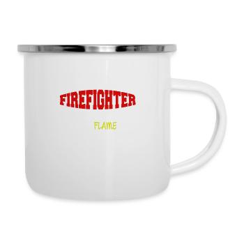 Firefighter - Feuerwehrmann - Emaille-Tasse - Weiß - Rechts