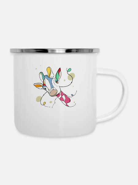 Giraffe - Emaille-Tasse - Weiß