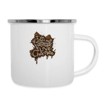 Funny running for chocolate - Camper Mug - white - Right