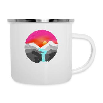 Landscape Digital Painting Sunset in the Mountain - Emaille-Tasse - Weiß - Rechts