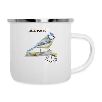 Blaumeise - Emaille-Tasse - Weiß - Rechts