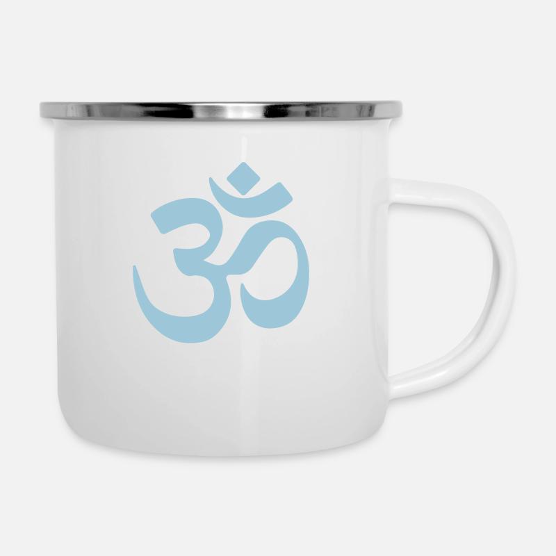 om zeichen yoga hell Blau transparent Symbol - Emaille-Tasse - Weiß