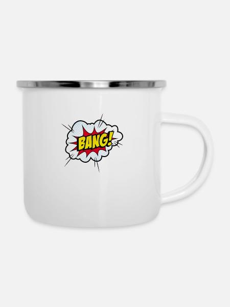 Bang! - Emaille-Tasse - Weiß