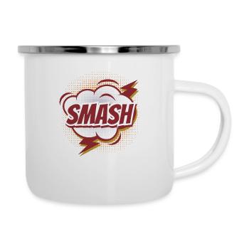 spaßige Comic-Sprechblase - SCHMASCH - Emaille-Tasse - Weiß - Rechts