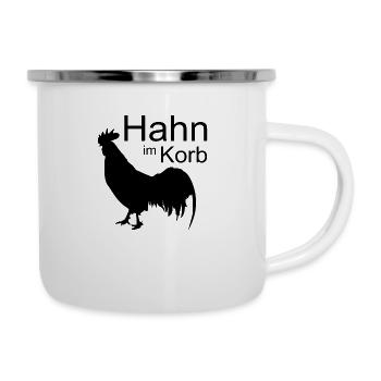 Hahn im Korb - Emaille-Tasse - Weiß - Rechts