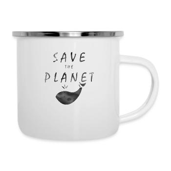 Save The Planet - Emaille-Tasse - Weiß - Rechts