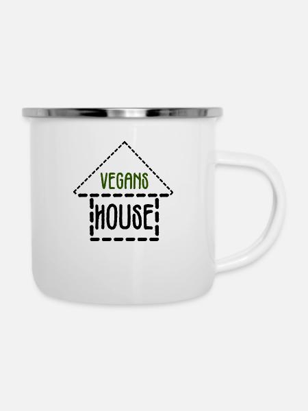 Haus der Veganer - Emaille-Tasse - Weiß