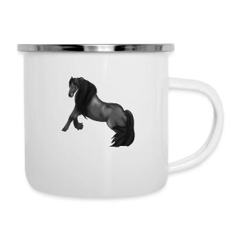 Friese Pferd - Emaille-Tasse - Weiß - Rechts