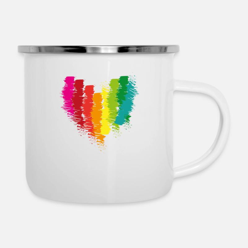 herz, regenbogen,pinsel,malerei,bunt - Emaille-Tasse - Weiß