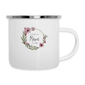 Weltbeste Mama est. 2021 Aquarell - Emaille-Tasse - Weiß - Rechts