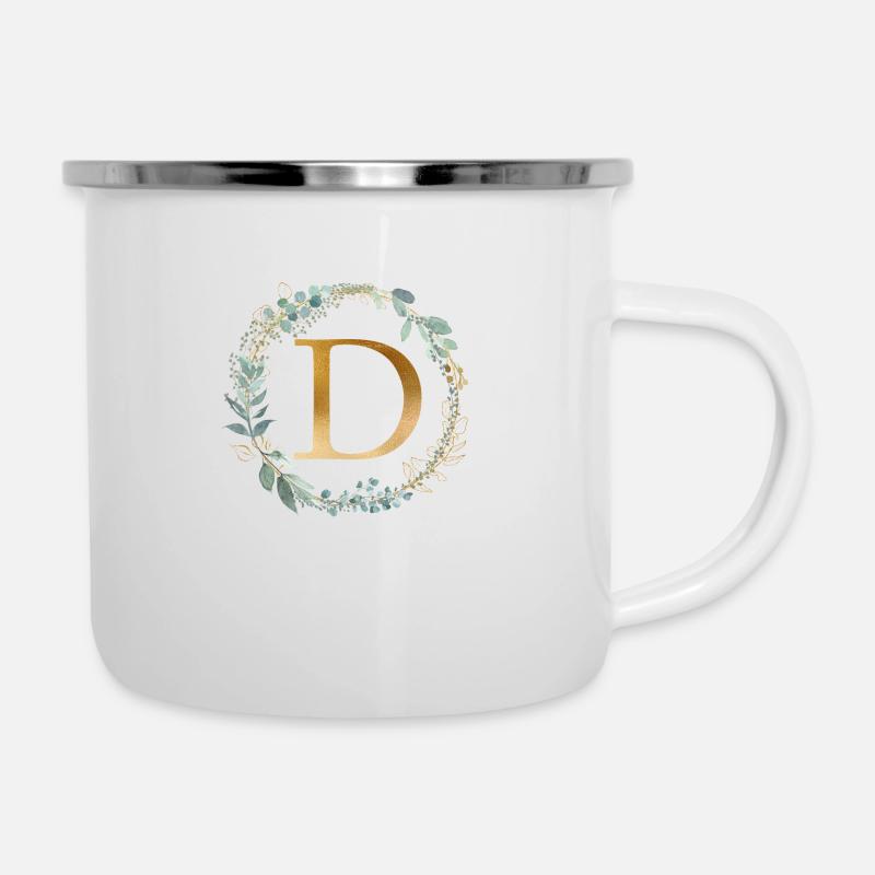 Customizable Monogram D Wreath Botany - Camper Mug - white