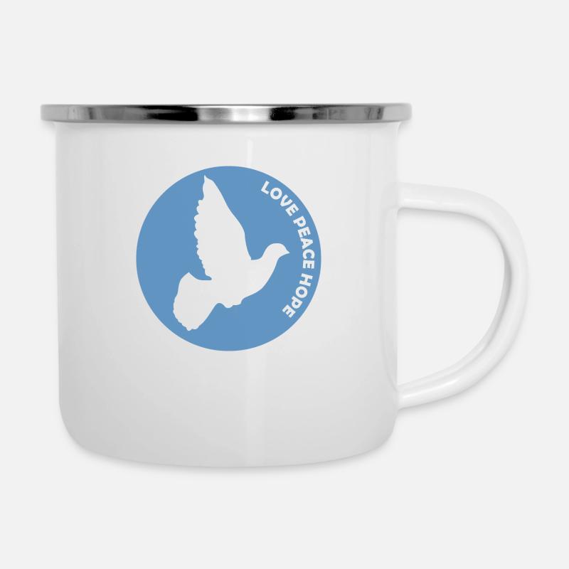Love Peace Hope Taube - Emaille-Tasse - Weiß