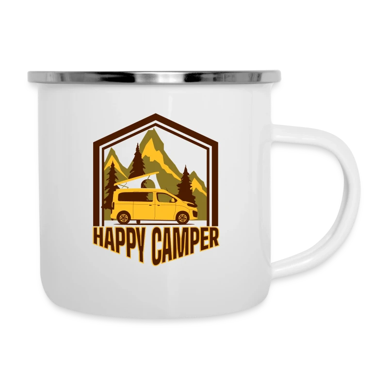 Happy Camper - Campster / Crosscamp Motiv - Emaille-Tasse