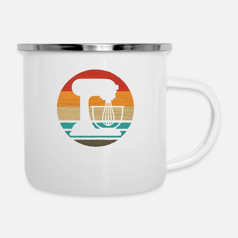 Backen Retro Style Vintage - Emaille-Tasse - Weiß