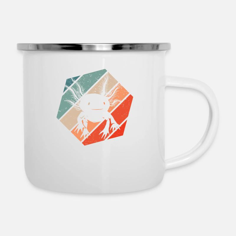 Axolotl Retro Style Vintage - Emaille-Tasse - Weiß