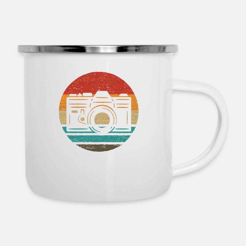 Kamera Retro Style Vintage - Emaille-Tasse - Weiß