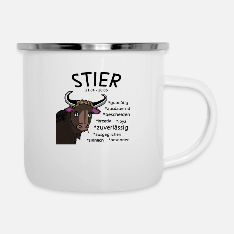 Sternzeichen Stier - Emaille-Tasse - Weiß