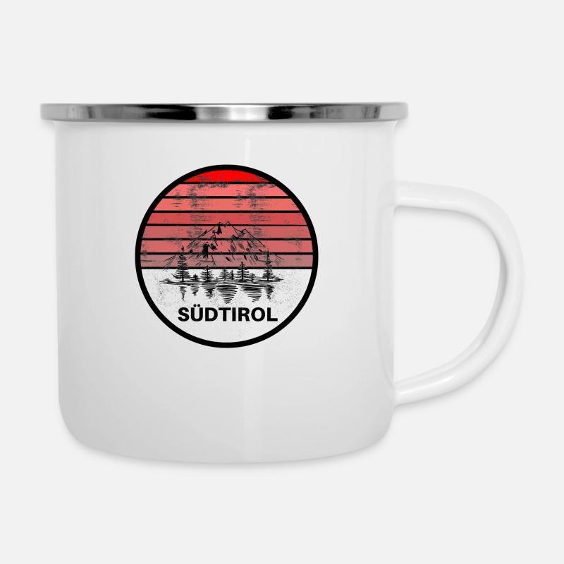 Beau logo des montagnes et du Tyrol du Sud - Tasse émaillée - blanc
