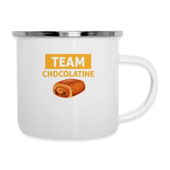 Team Chocolatine / non Pain Au Chocolat - Tasse émaillée - blanc - Droite