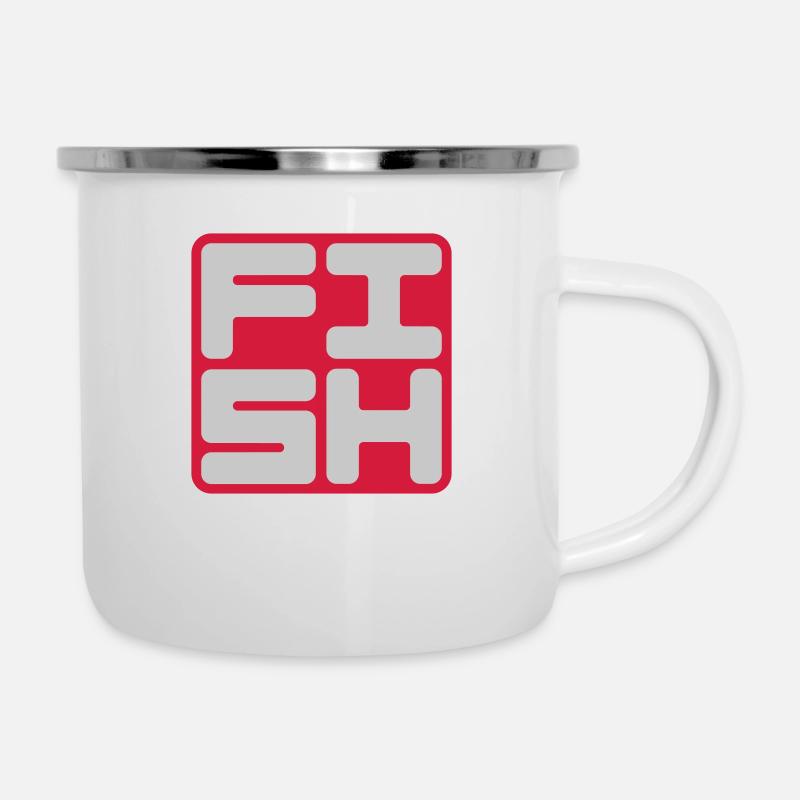 Texte Logo Poisson - Tasse émaillée - blanc