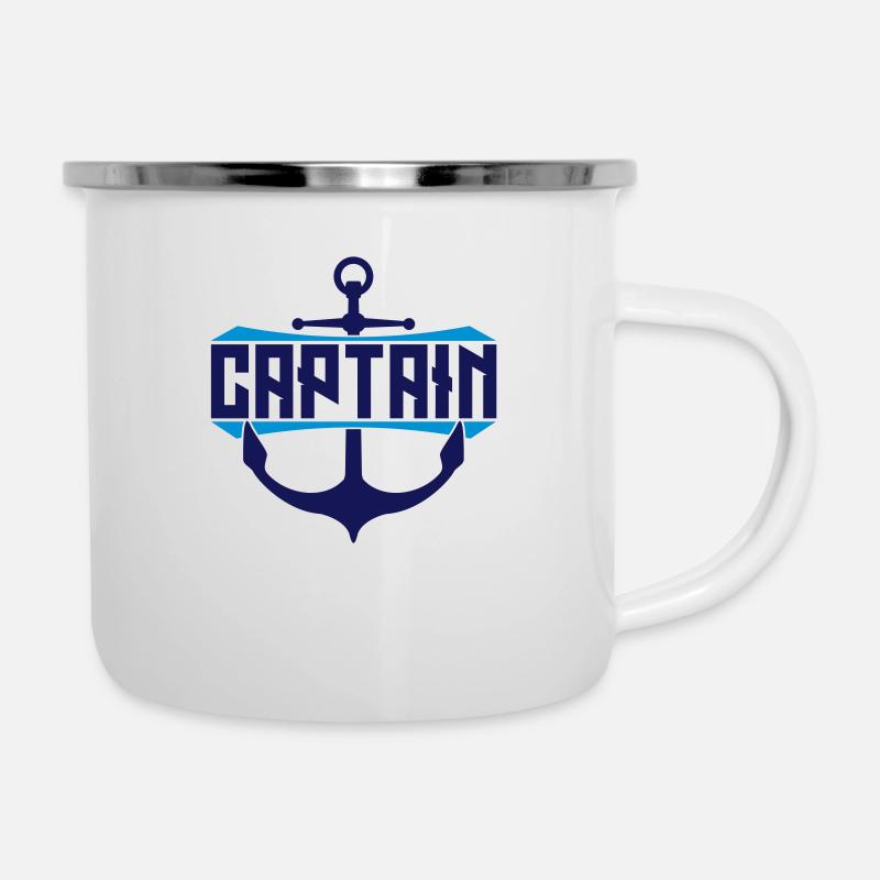 Captain Anker Text - Emaille-Tasse - Weiß