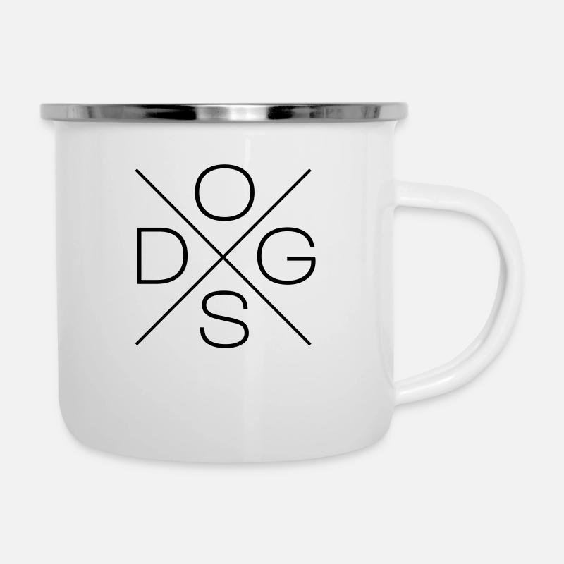 dogs cross - Emaille-Tasse - Weiß