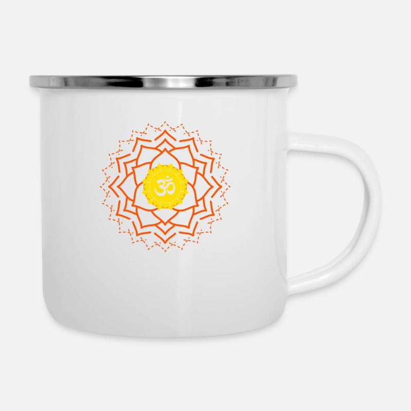 ohm zeichen 13 duftyoga - Emaille-Tasse - Weiß