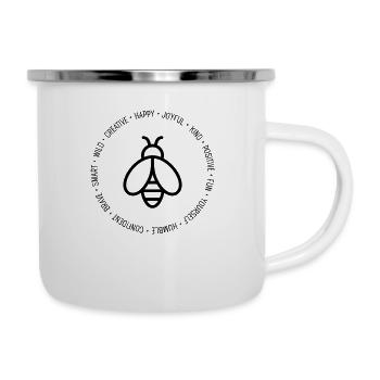 Bee Biene Be Kind Fun Humble Positive - Motivation - Emaille-Tasse - Weiß - Rechts
