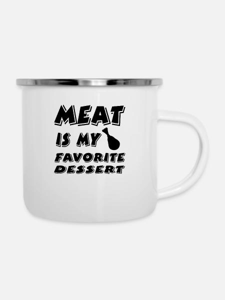 Fleisch - Emaille-Tasse - Weiß