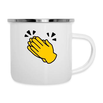 Emoji Applaus Skizze Farbe - Emaille-Tasse - Weiß - Rechts