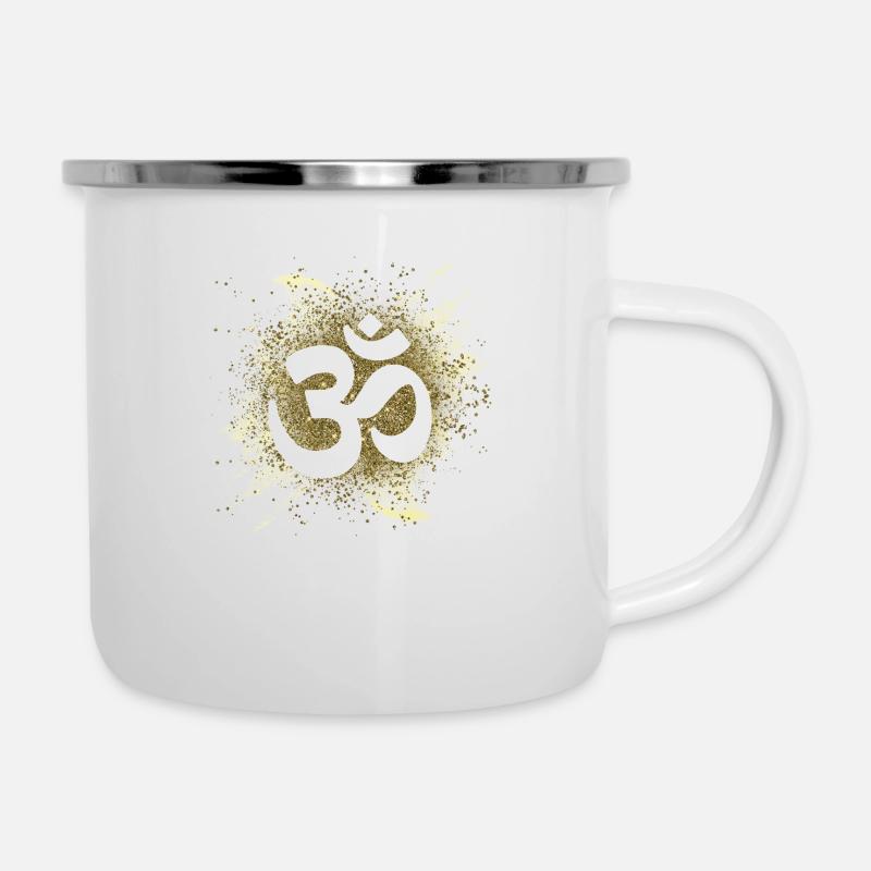 om Zeichen gold Luft element mantra - Emaille-Tasse - Weiß
