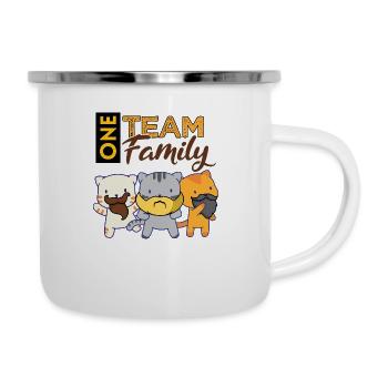 team familie katze bart bachelorette party bester - Emaille-Tasse - Weiß - Rechts