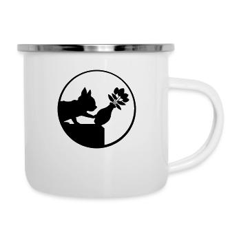 Falls down flower vase cat - Camper Mug - white - Right
