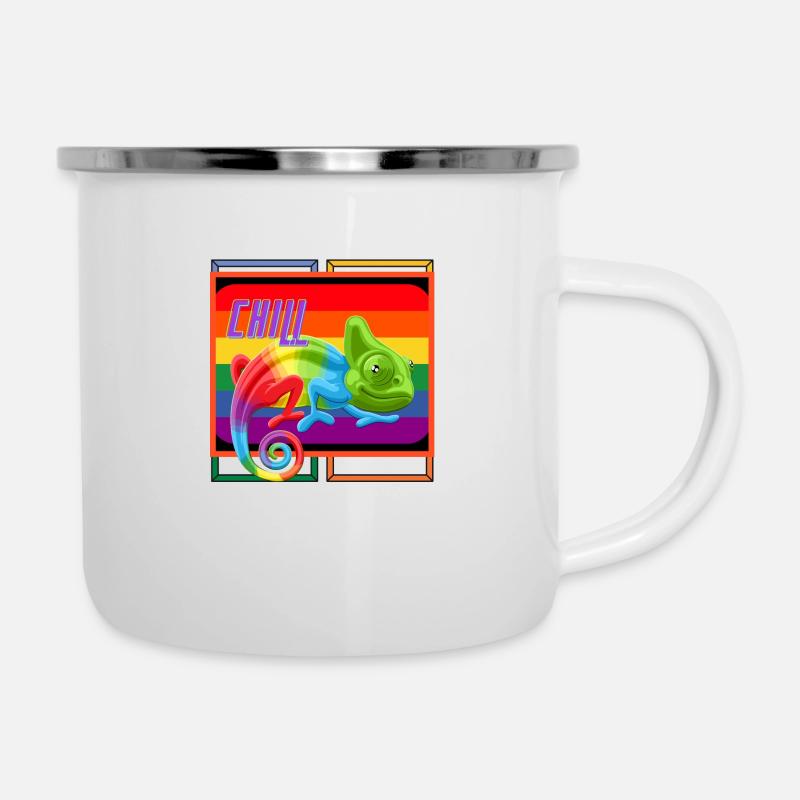 Chameleon Bunt Kinder Shirt - Emaille-Tasse - Weiß