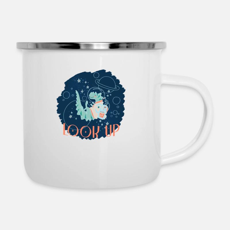 Dinosaure dans l’espace - Tasse émaillée - blanc