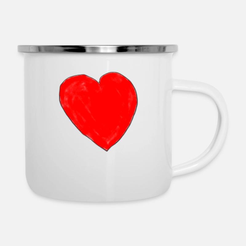 Herz der Liebe - Emaille-Tasse - Weiß