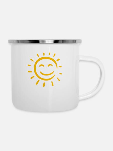 Sonne 1 - Emaille-Tasse - Weiß