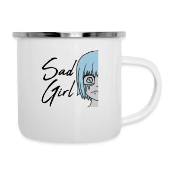 Visage de sad girl en pleurs - Tasse émaillée - blanc - Droite
