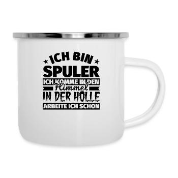 Spuler Geschenk lustig Himmel Hölle - Emaille-Tasse - Weiß - Rechts