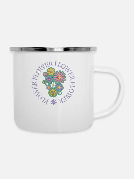 Flower Flower - Emaille-Tasse - Weiß