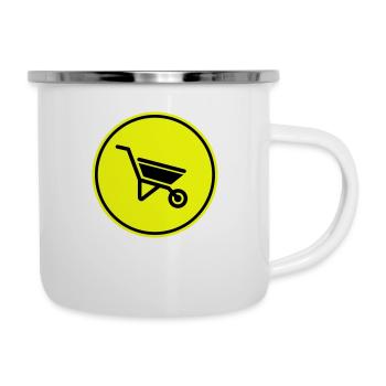 Schubkarre Symbol - Emaille-Tasse - Weiß - Rechts