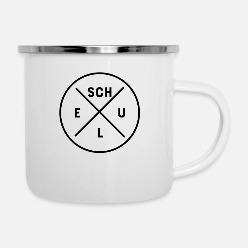 Schule - Emaille-Tasse - Weiß