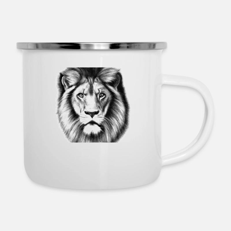 Drawn Lion - Camper Mug - white