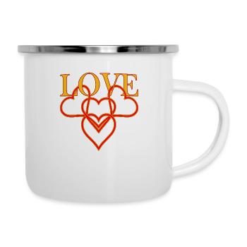 AMOUR 4 Cœurs - Tasse émaillée - blanc - Droite